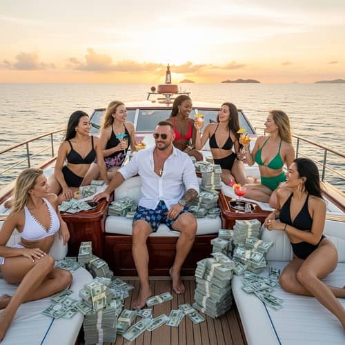 Luxury Yacht with Wealthy Man & Attractive Women | Ocean View
