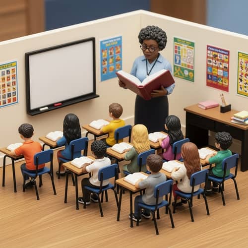 Miniature Classroom Setting with Diverse Students