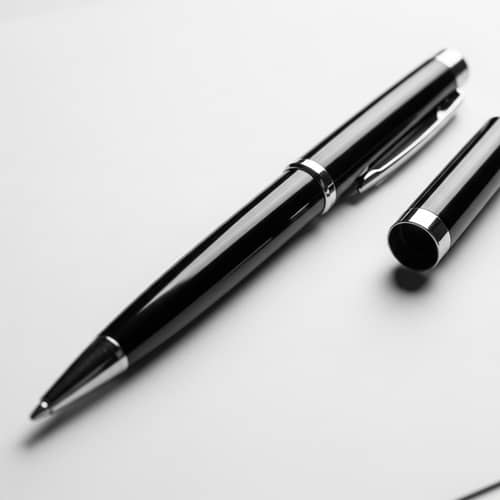 Black Aluminum Ballpoint Pen on White Paper