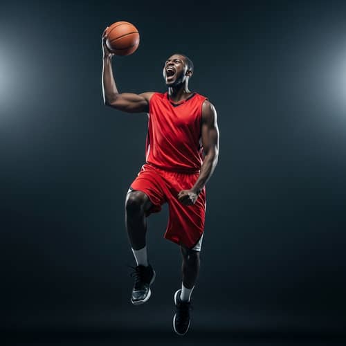Triumphant Black Male Basketball Player Celebrating Victory