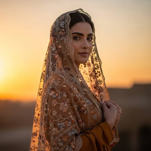 Elegant Middle Eastern Woman in Delicate Veil