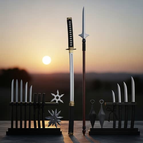 Samurai Katana, Spear, Shurikens & Kunai | Ancient Martial Arts Weapons