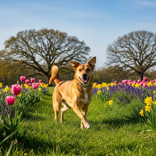 Happy Dog Playing in Lush Green Field | Nature's Beauty