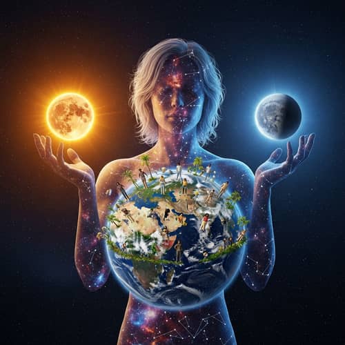 Stardust Body Holding Earth and Planet | Life in Universe