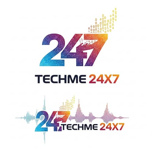 Techme 24X7 Logo Design | Technology-Oriented & Round-the-Clock Concept