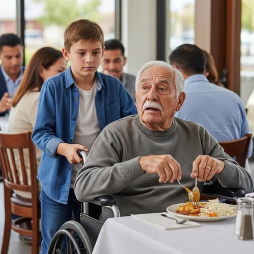 Intergenerational Dining: Emotional Restaurant Scene Captured
