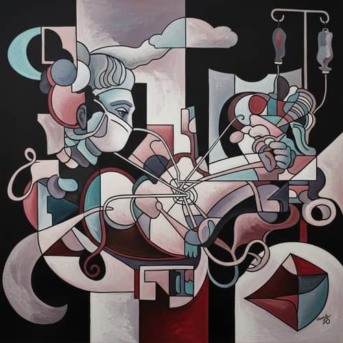 Modernist Abstract Art Meditating on Medical Procedures