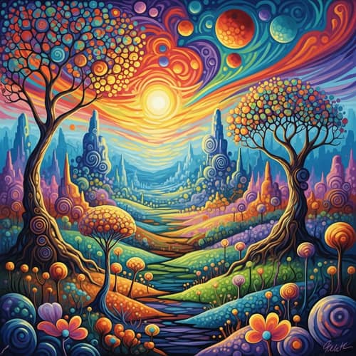 Psychedelic Landscape | Vivacious Colors & Abstract Shapes