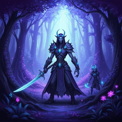 Captivating Entity in Magical Woods: Spectral Violets & Azure