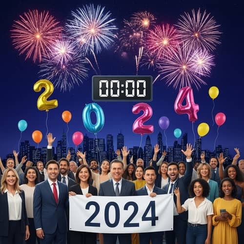 Exciting Vision of 2024: Diverse Group Celebrates New Year