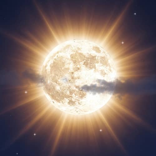 Strong and Victorious Moon in Night Sky