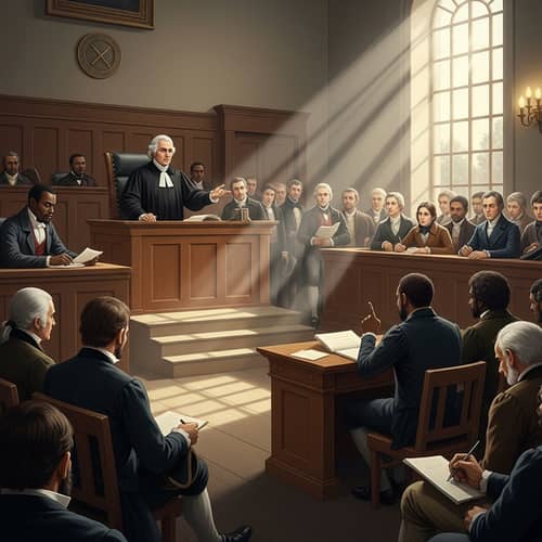 Historical Courtroom Scene: Fair Trial Depiction