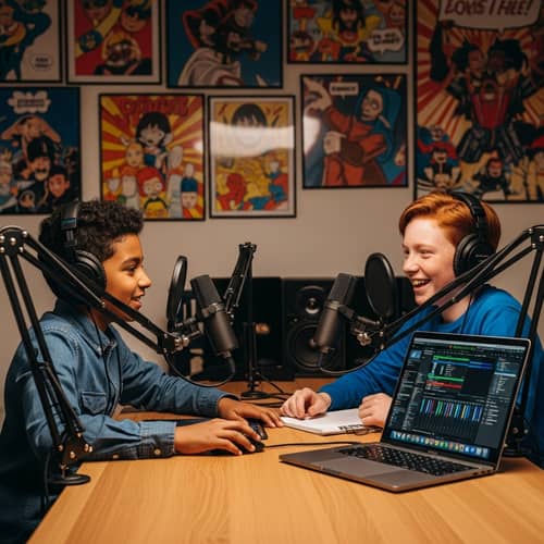 Exciting Kids Podcast: Diverse Duo Discussing Topics