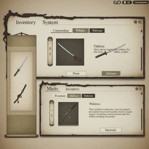 Samurai and Swordsmen Inventory System - Minimalistic Design for Unity