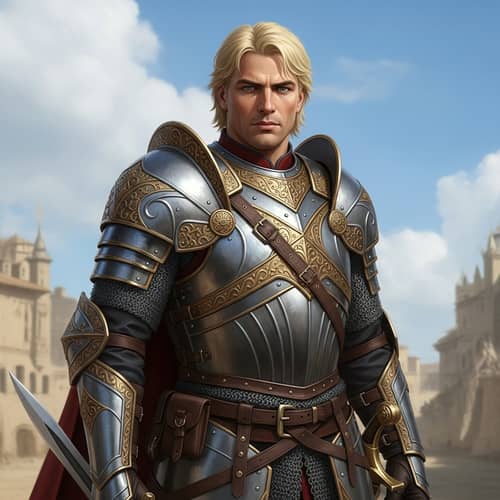 Middle-Eastern Prince in Gleaming Armor with Blonde Hair