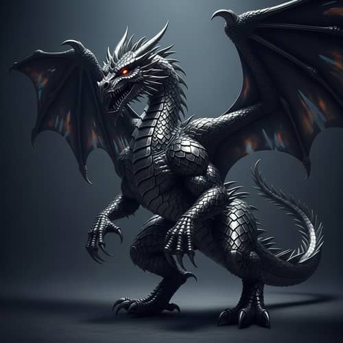 Majestic Metallic Dragon - Fantasy Creature of Mystery and Power