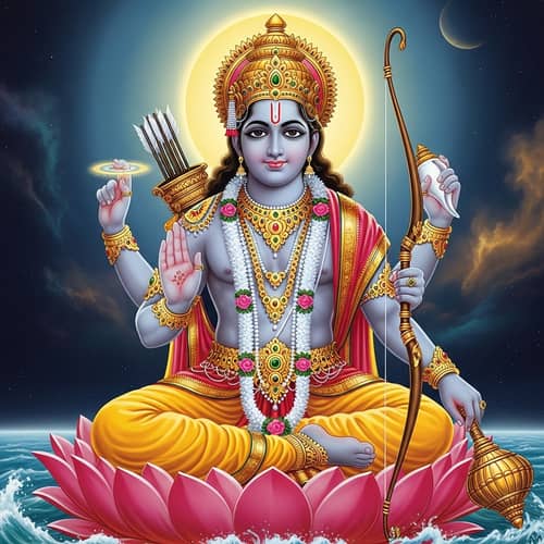 Detailed Close-up Portrait of Lord Vishnu | Hindu Deity Mythology Art