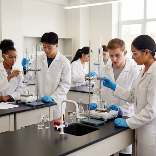 High School Chemistry Lab Experiment with Diverse Students