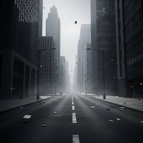 Dreary Business District: Melancholy Cityscape