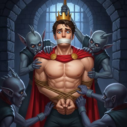 Handsome Prince Phillip Bound and Gagged by Maleficent's Goons