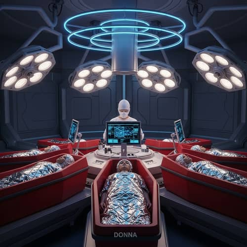 Futuristic Medical Facility with Laser Technology
