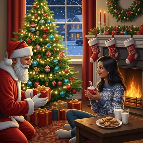 Festive Holiday Scene: Christmas Decorations & Warm Moments