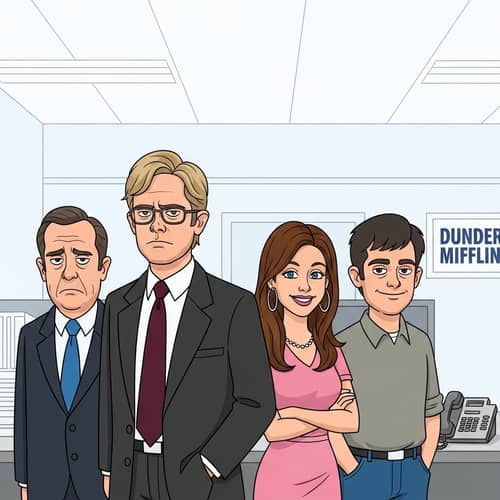 Cartoon Style Office Characters | Dunder Mifflin Scene