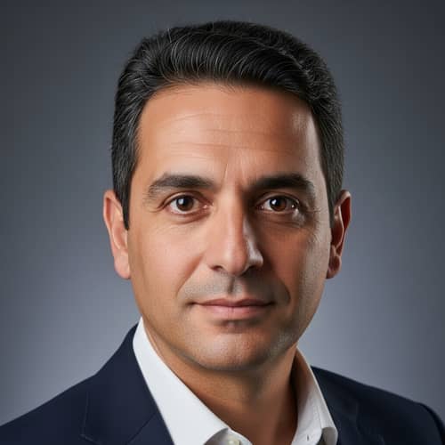 Wise Mediterranean Man in His 40s: Portrait of Maturity and Wisdom