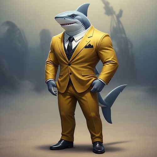 Elegant Shark in Yellow Suit with Black Accents