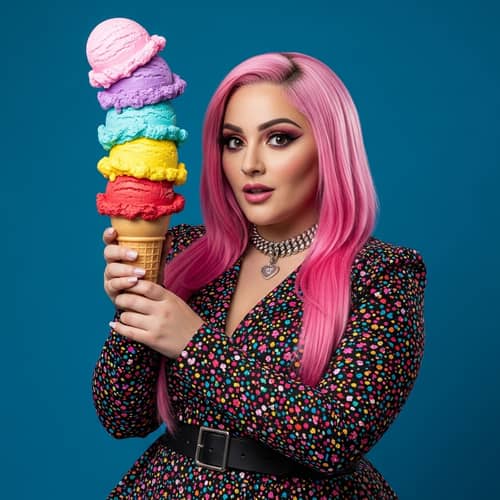 Nicki Minaj with Giant Ice Cream | Vibrant Music Artist