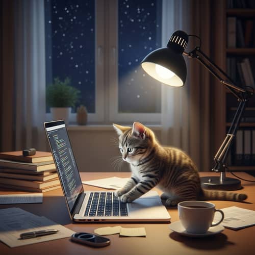 Adorable Tabby Cat Interacting with Laptop on Desk
