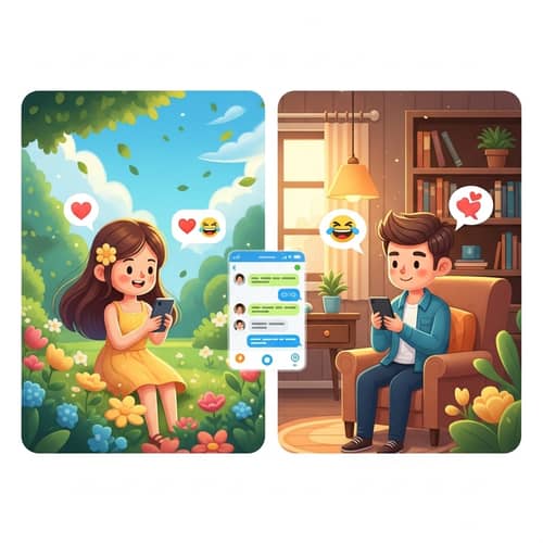 Animated Couple Chatting in Unique Locations | Charming Bumble Conversation