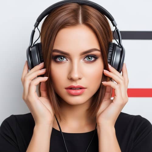 Vibrant Young Russian Woman in Headphones Portrait