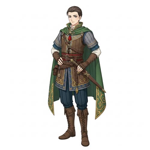 Fantasy-Inspired Anime Character in Traditional European Attire