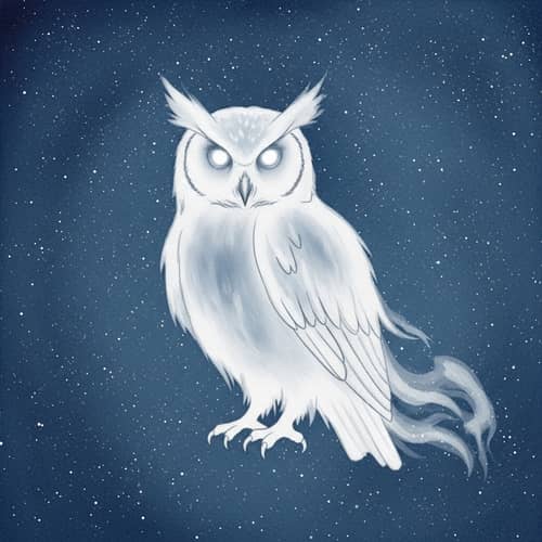 Ethereal Ghost Owl Watercolor Art