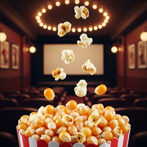 Levitating Popcorn in Cinema Room - Captivating Close-Up