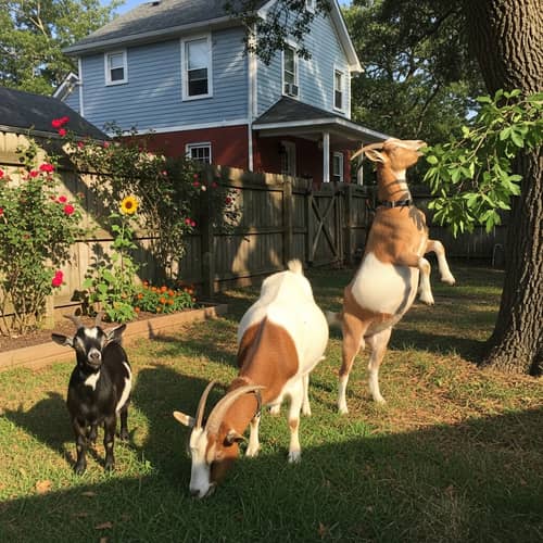 Home Yard Goats: A Quaint Countryside Scene
