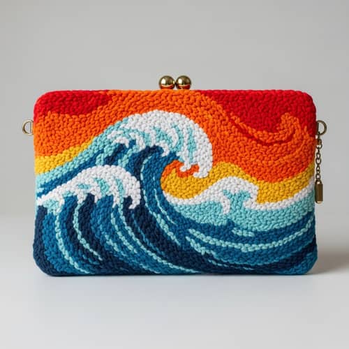 Create a Stunning Handmade Punch Needle Clutch with Unique Wave Design