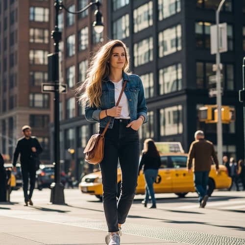 Urban Day Setting with Casual-Dressed Young Woman | Website