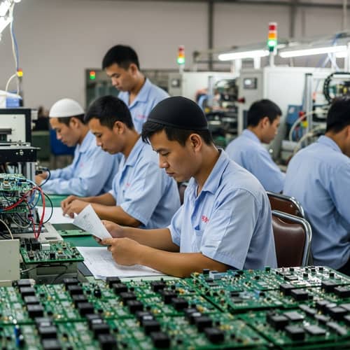Chinese Muslim Workers in Electronics Factory