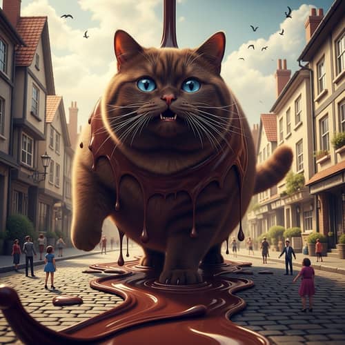 Chocolate Cat - Hyperrealistic British Cat in the City