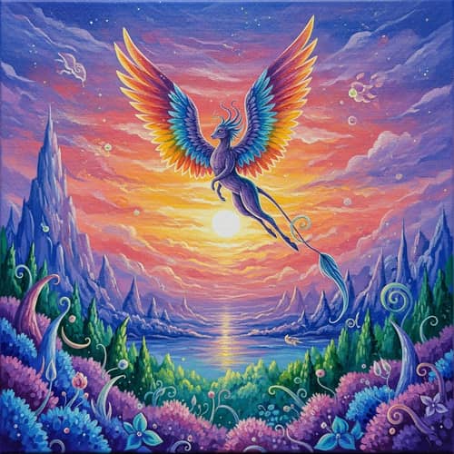 Mythical Creature Fantasy Acrylic Painting on Canvas