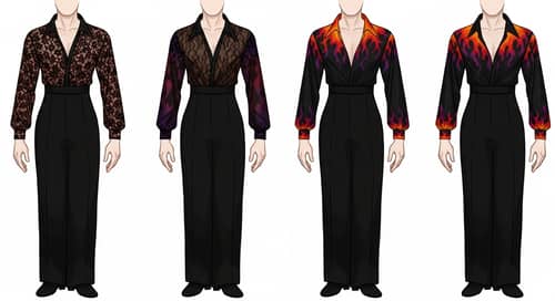 Latin Dance Costume Design Sketch for Four Men