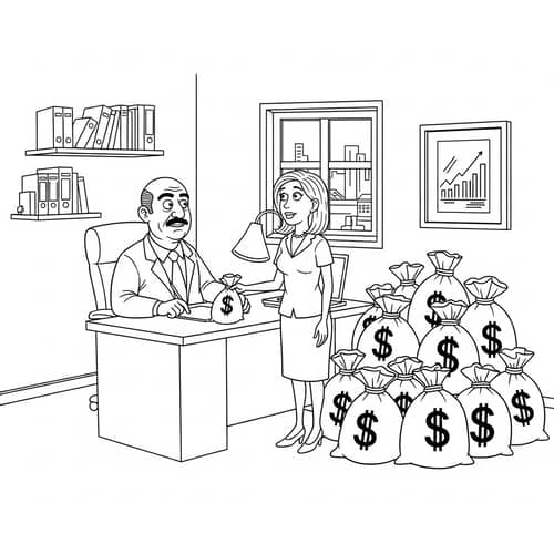 Office Humorous Cartoon: Manager and Secretary