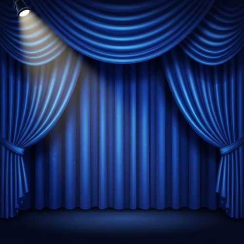 Luxurious Blue Stage Curtain Illustration