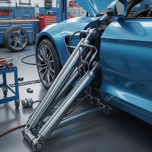 Hydraulic Cylinder Car: Modern Design in Metallic Blue