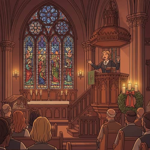 Gothic Church Advent Sermon: Warm & Inviting Scene