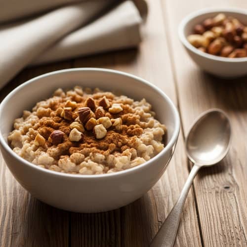 Delicious Creamy Oatmeal with Cinnamon and Nuts