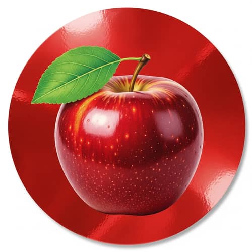 Bright Red Apple Sticker with 3D Illustration | Buy Now