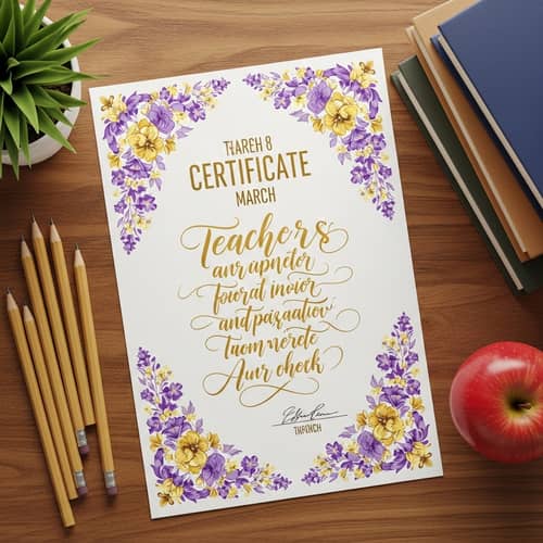 Teacher's International Women's Day Certificate | Appreciation Gift